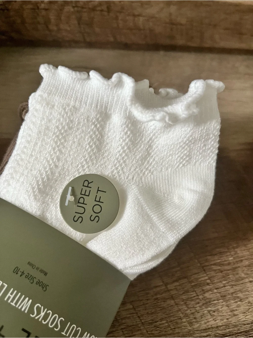 Ruffled Ankle Socks Pack - White & Brown - Kids